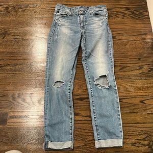 AG prima roll up distressed jeans in 25r